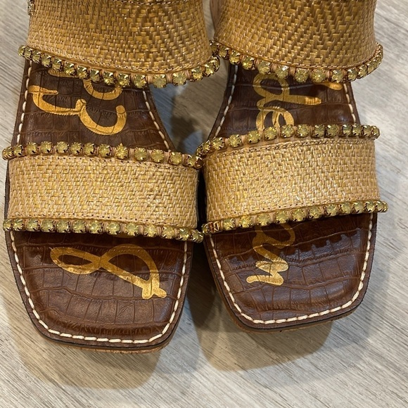 Sam Edelman Angelina Double Strap Slip On Open Toe Wedges Sandals Size 9.5 - Picture 4 of 7